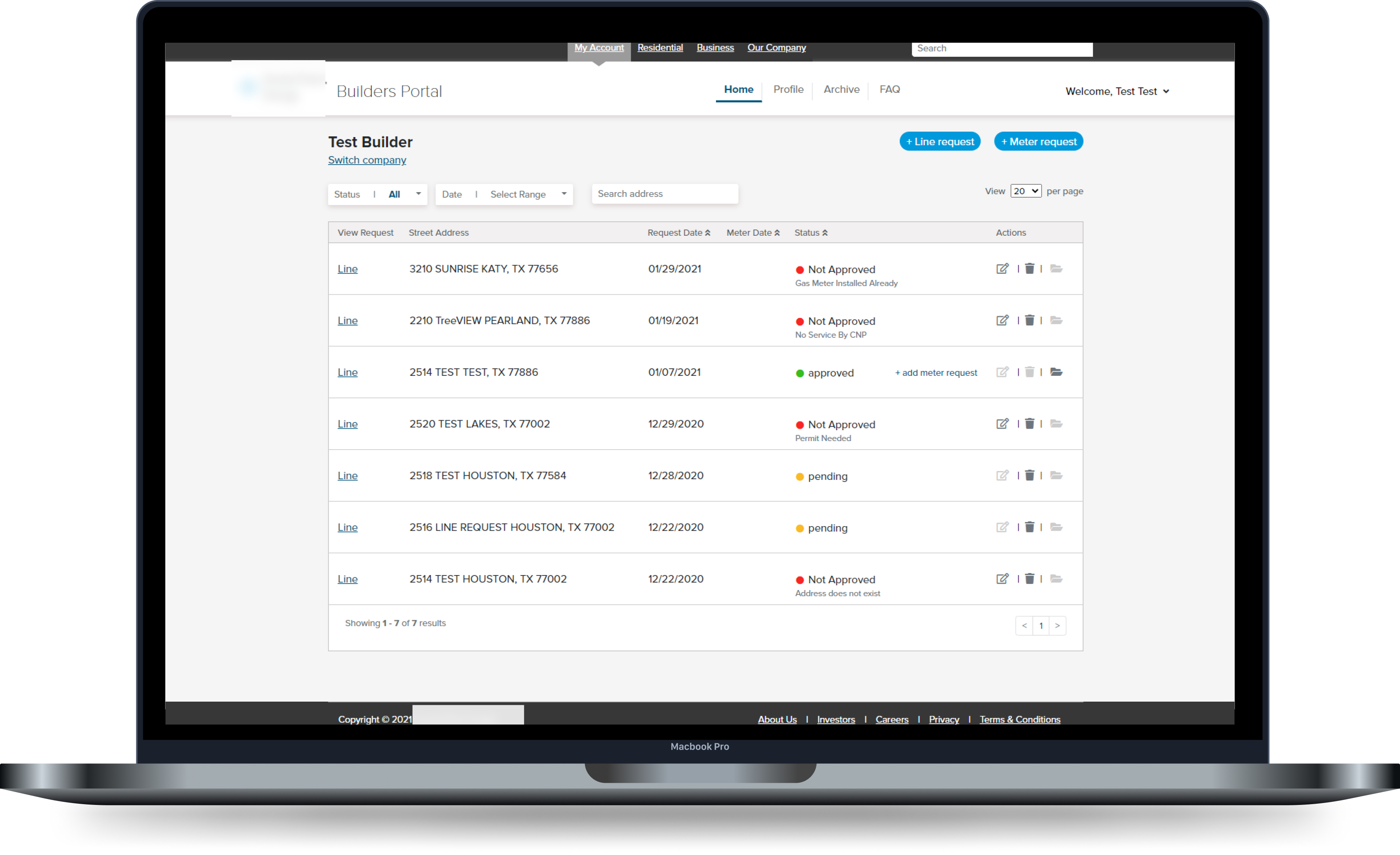 Device mockup with table view